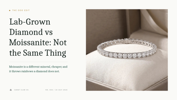 Lab-Grown Diamond vs Moissanite: Not the Same Thing The OOO Edit cover, Carat Club Co.
