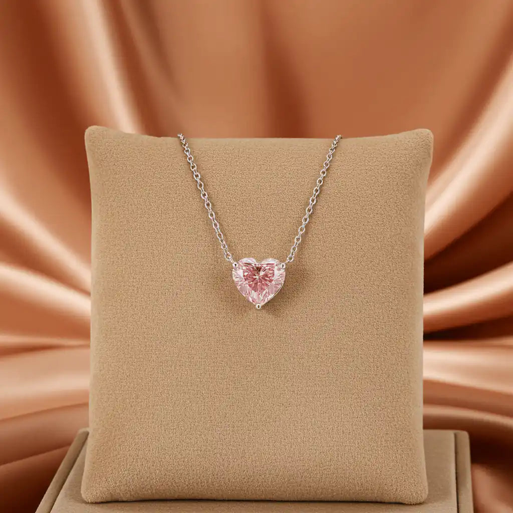 2ct Lab - Grown Fancy Pink Diamond Sweetheart Pendant Necklace | IGI Certified | Carat Club Co. - Carat Club Co.