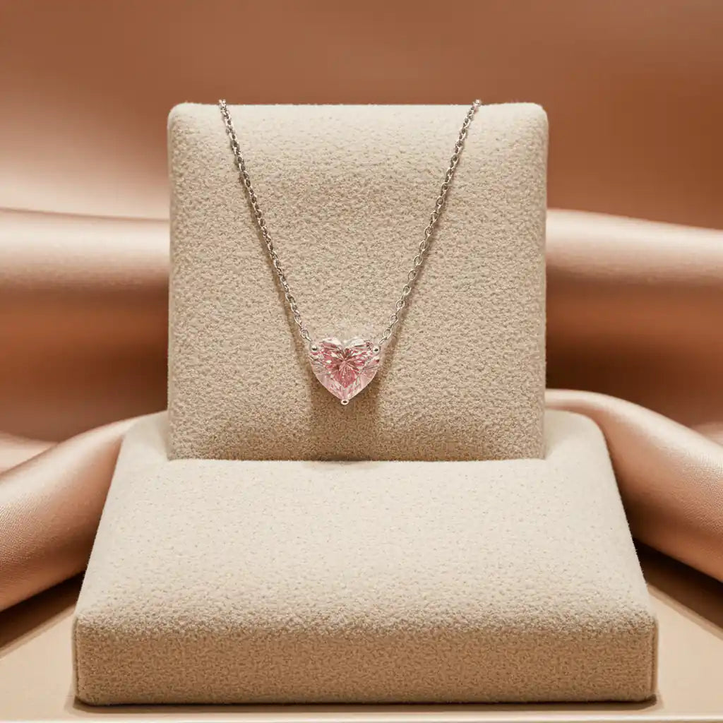 2ct Lab - Grown Fancy Pink Diamond Sweetheart Pendant Necklace | IGI Certified | Carat Club Co. - Carat Club Co.