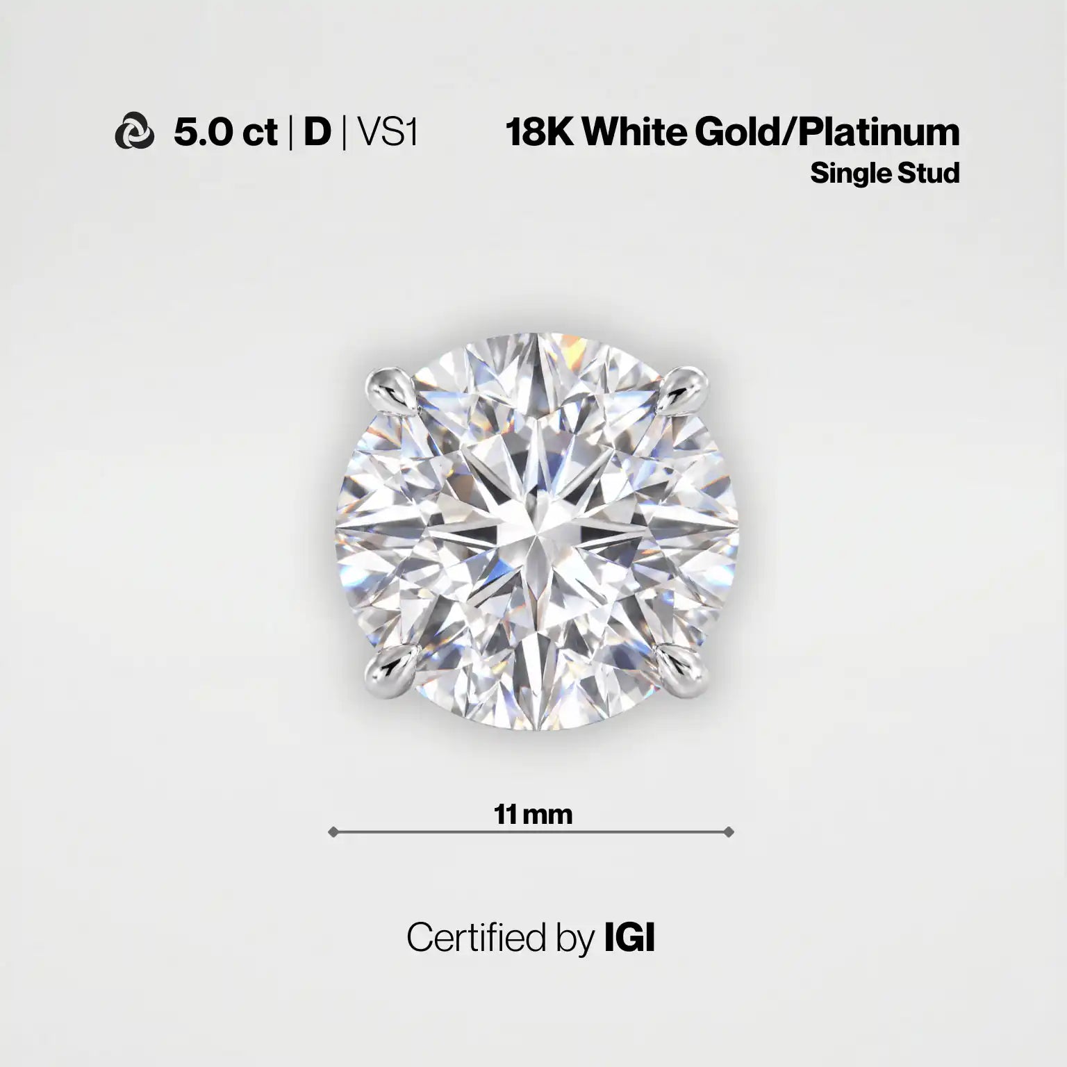 Statement「昭告」奢華大克拉單鑽耳釘 // Statement Diamond Solitaire Studs