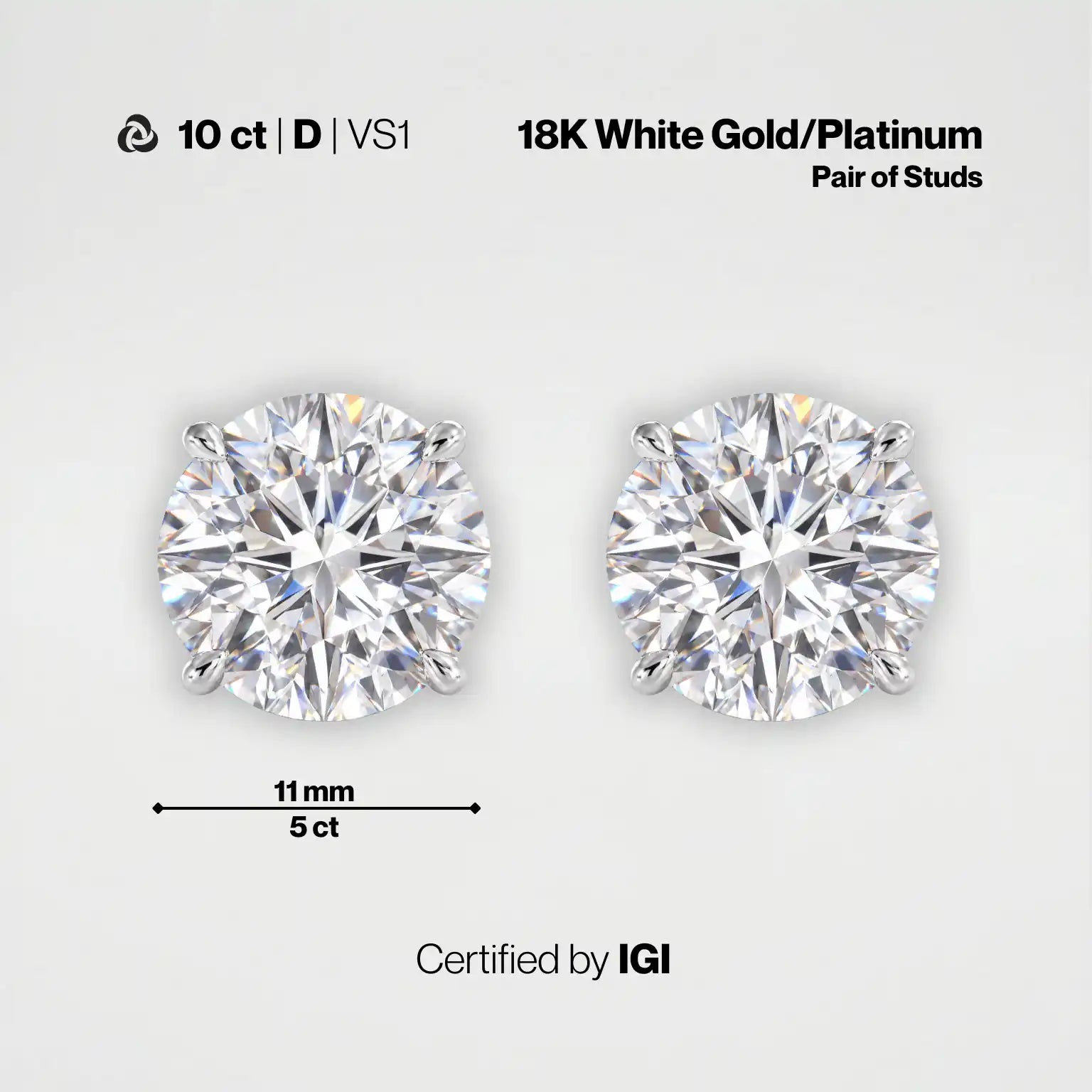 Statement「昭告」奢華大克拉單鑽耳釘 // Statement Diamond Solitaire Studs