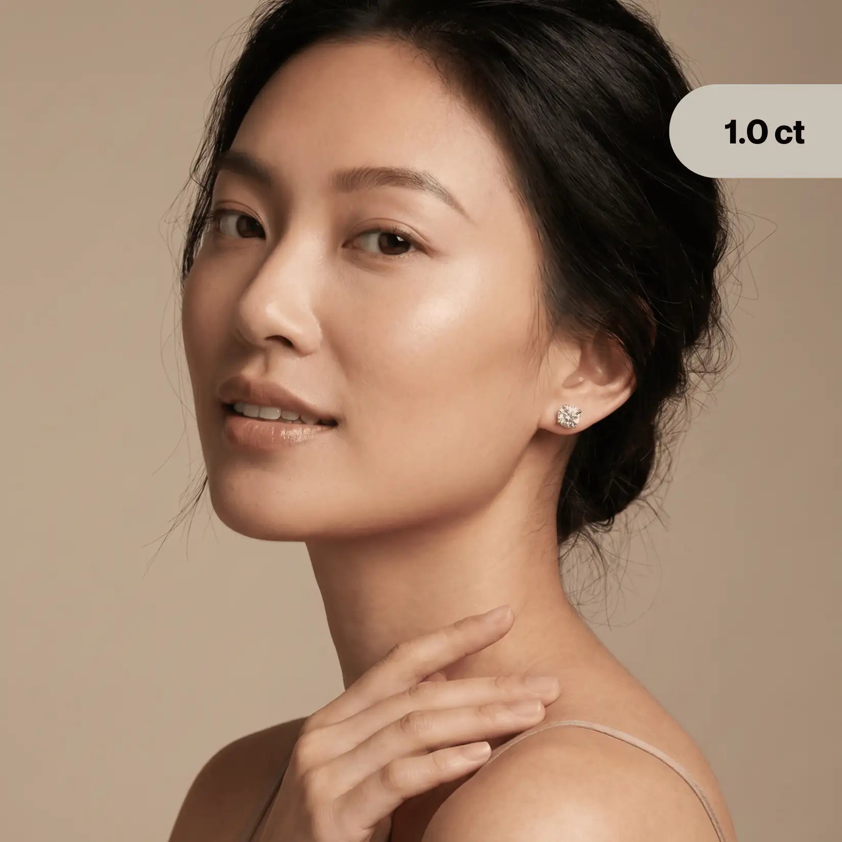 Essential lab-grown diamond solitaire stud earrings in 18K gold or PT950 platinum