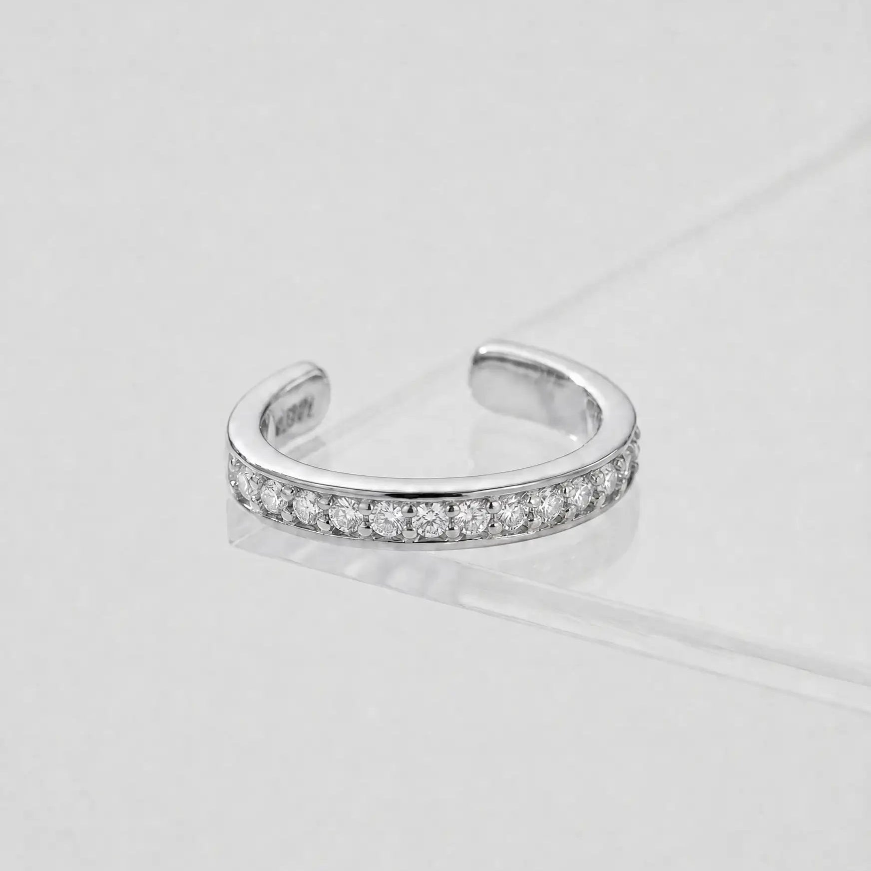 The Aura Linear Diamond Ear Cuff S925 Sterling Silver Platinum-plated